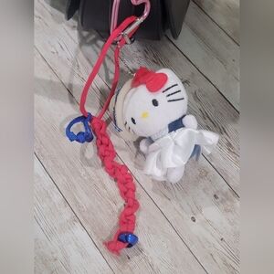 HELLO KITTY Paracord Keychain Bag Charm. Hand Crafted.
